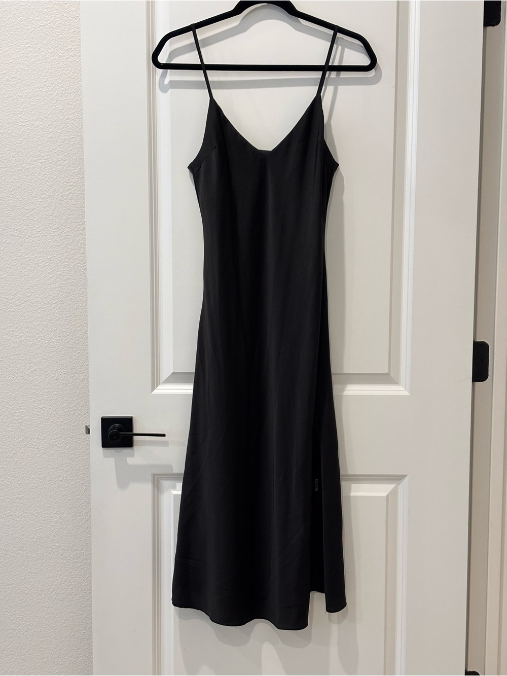 Forever 21 Black Midi Slip Dress with Spaghetti Straps
